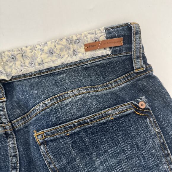 Pilcro Anthropologie Distressed Embroidered Patches Slim Boyfriend Jeans 27 BOHO - Picture 7 of 12